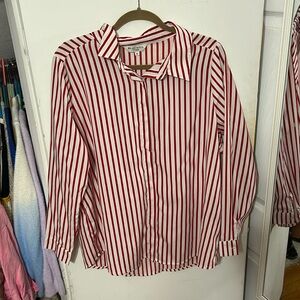Brave Soul, UK Size 16, Red & White Striped button down